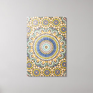 Geometrisch tegelpatroon, Marokko Canvas Afdruk