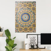 Geometrisch tegelpatroon, Marokko Poster (Thuiskantoor)