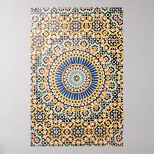 Geometrisch tegelpatroon, Marokko Poster