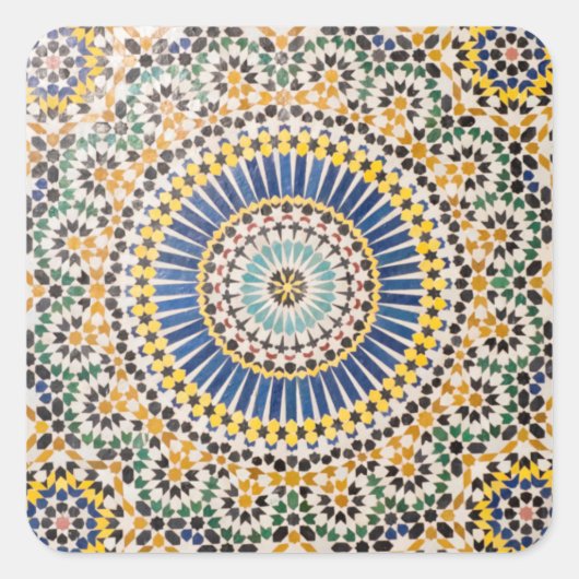 Geometrisch tegelpatroon, Marokko Vierkante Sticker (Voorkant)