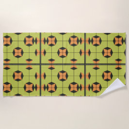 Geometrisch tegelpatroon met felle kleuren strandlaken