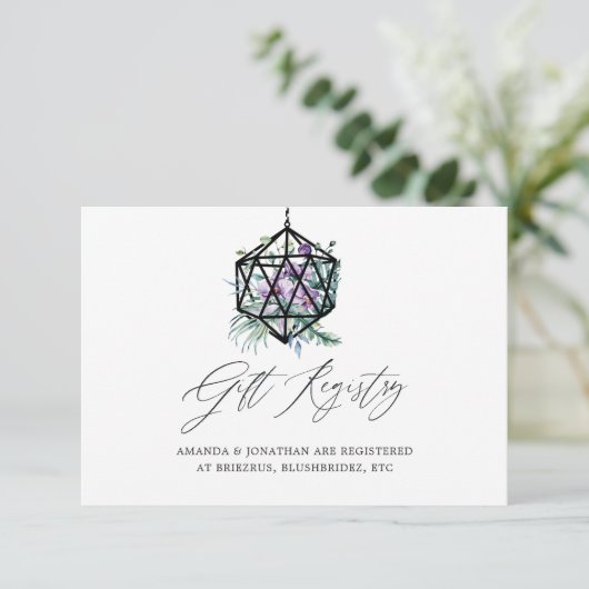 Geometrisch Terrarium Bloemige Huwelijkscadeau Reg Informatiekaartje (Staand voorkant)