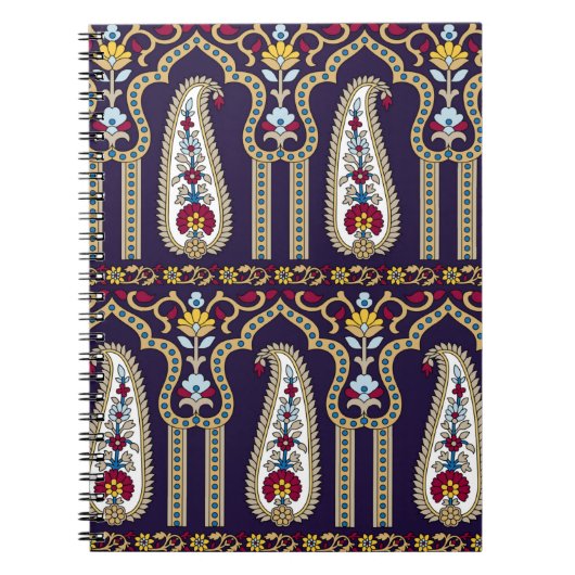 Geometrisch traditioneel paisleypatroon met rand notitieboek (Voorkant)
