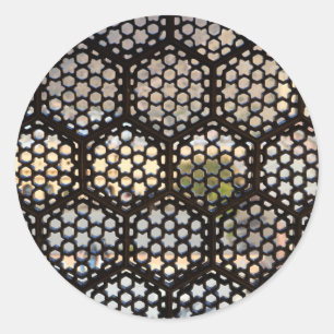 Geometrisch traliewerk raam, India Ronde Sticker