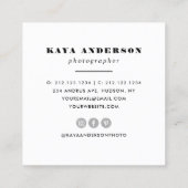 geometrisch | Trendy moderne minimale fotografie Vierkante Visitekaartje (Achterkant)