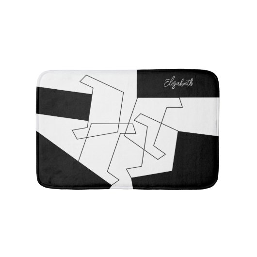Geometrisch Trendy Zwart-Wit Gepersonaliseerd Badmat (Voorkant)
