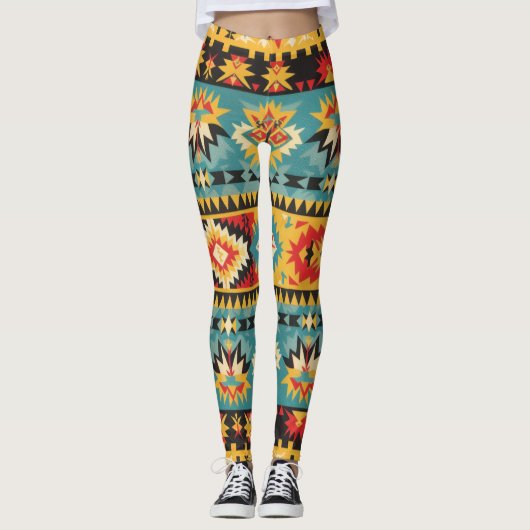 Geometrisch tribaal ontwerp leggings (Voorkant)