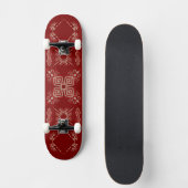 Geometrisch tribal-geïnspireerd ontwerp in vet zwa persoonlijk skateboard (Voorkant)