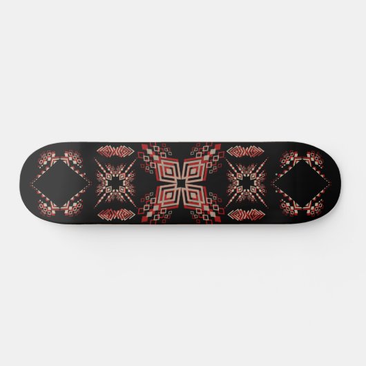 Geometrisch tribal-geïnspireerd ontwerp in vet zwa persoonlijk skateboard (Horizontaal)