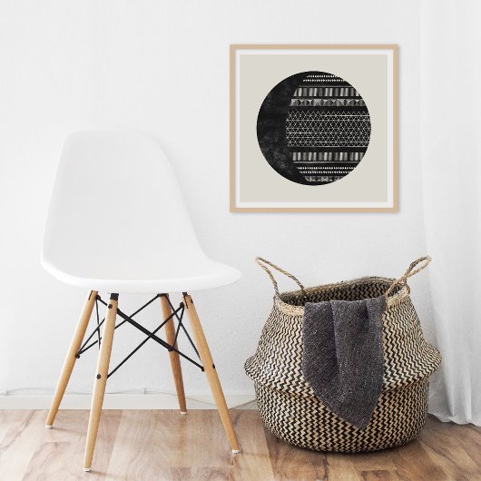 Geometrisch Tribal Patroon Eclipse Maan Kunstprint Poster