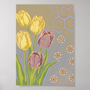 Geometrisch Tulpen Tuin Kunstprint Poster