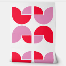 Geometrisch Tulpenpatroon in roze en rood