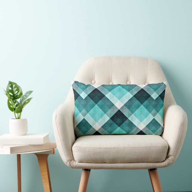 Geometrisch Turquoise Patroon Kussen (Stoel)