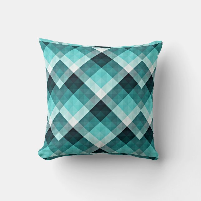 Geometrisch Turquoise Patroon Kussen (Voorkant)