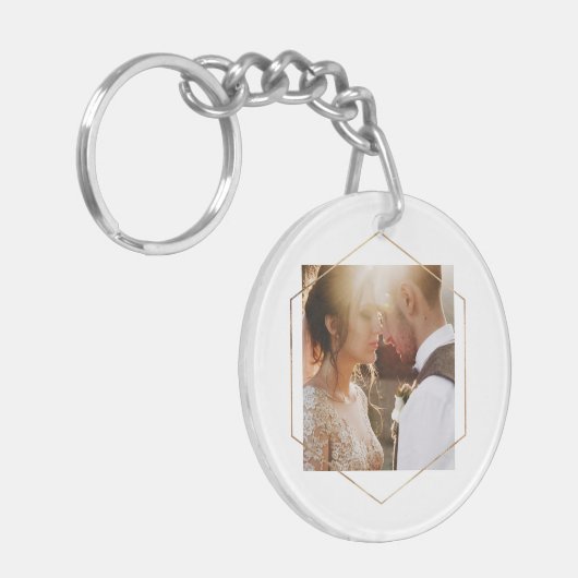 Geometrisch | Uw persoonlijke foto met goud Sleutelhanger (Voorkant Links)