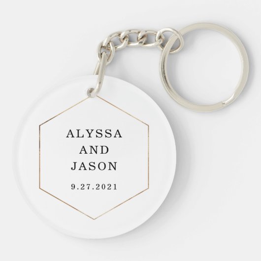 Geometrisch | Uw persoonlijke foto met goud Sleutelhanger (Achterkant)