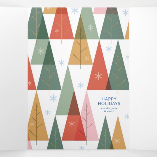 geometrisch vakantiebos drieluik wenskaart (Binnenkant midden)