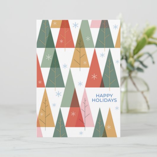 geometrisch vakantiebos feestdagenkaart (Staand voorkant)
