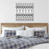 Geometrisch vectorpatroon zwart-wit Aztec Canvas Afdruk (Insitu (Slaapkamer))