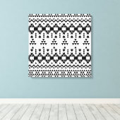 Geometrisch vectorpatroon zwart-wit Aztec Canvas Afdruk (Insitu (Houten vloer))