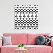 Geometrisch vectorpatroon zwart-wit Aztec Canvas Afdruk (Insitu (Woonkamer))