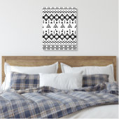 Geometrisch vectorpatroon zwart-wit Aztec Canvas Afdruk (Insitu (Slaapkamer))