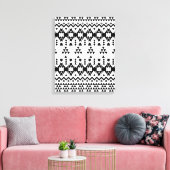 Geometrisch vectorpatroon zwart-wit Aztec Canvas Afdruk (Insitu (Woonkamer))