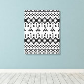 Geometrisch vectorpatroon zwart-wit Aztec Canvas Afdruk (Insitu (Houten vloer))