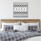 Geometrisch vectorpatroon zwart-wit Aztec Canvas Afdruk (Insitu (Slaapkamer))