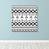 Geometrisch vectorpatroon zwart-wit Aztec Canvas Afdruk (Insitu (Houten vloer))