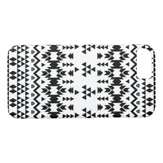 Geometrisch vectorpatroon zwart-wit Aztec Case-Mate iPhone Case (Achterkant (Horizontaal))
