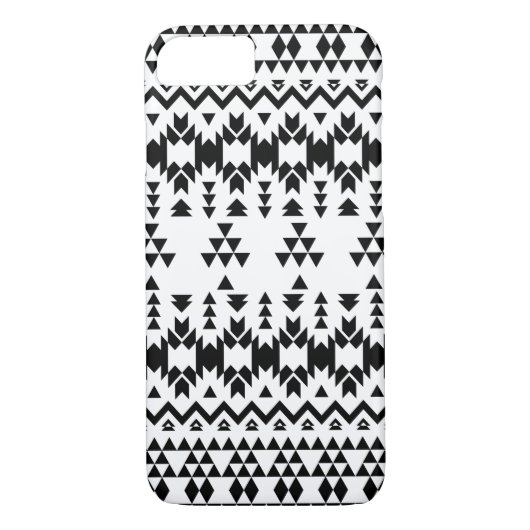 Geometrisch vectorpatroon zwart-wit Aztec Case-Mate iPhone Case (Achterkant)