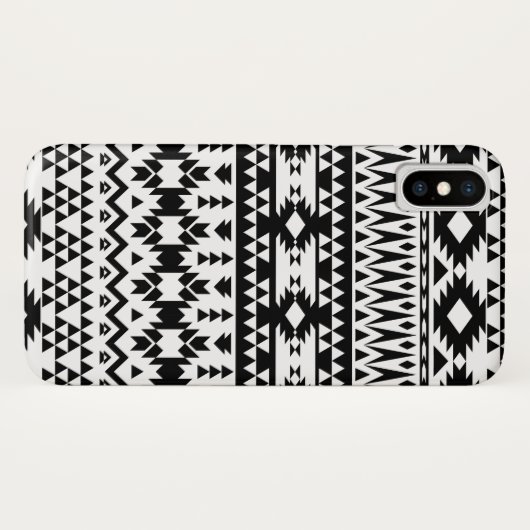 Geometrisch vectorpatroon zwart-wit Aztec Case-Mate iPhone Case (Achterkant (horizontaal))