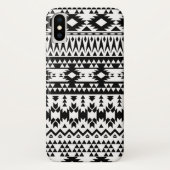 Geometrisch vectorpatroon zwart-wit Aztec Case-Mate iPhone Case (Achterkant)