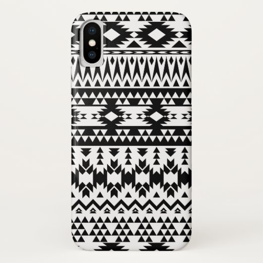 Geometrisch vectorpatroon zwart-wit Aztec Case-Mate iPhone Case (Achterkant)