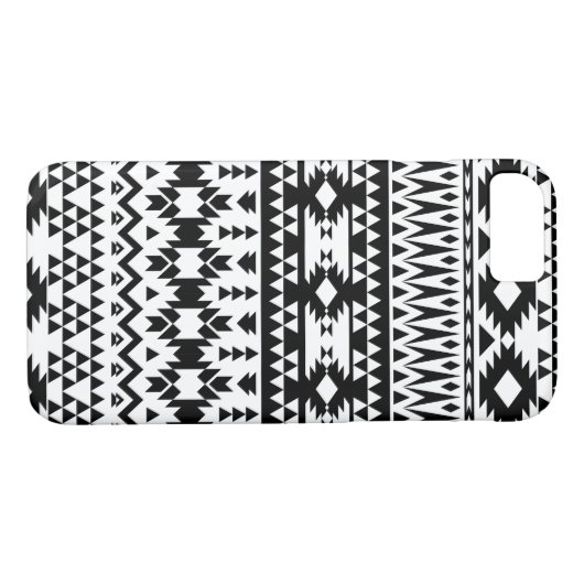 Geometrisch vectorpatroon zwart-wit Aztec Case-Mate iPhone Case (Achterkant (Horizontaal))