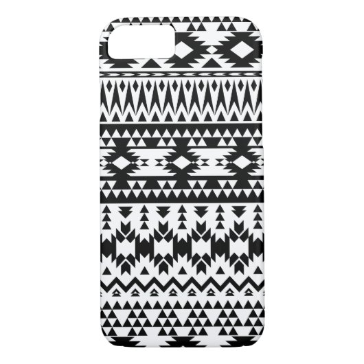 Geometrisch vectorpatroon zwart-wit Aztec Case-Mate iPhone Case (Achterkant)