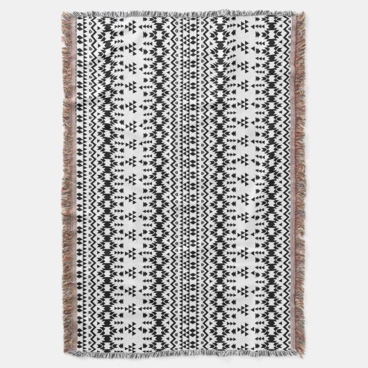 Geometrisch vectorpatroon zwart-wit Aztec Deken (Voorkant Verticaal)