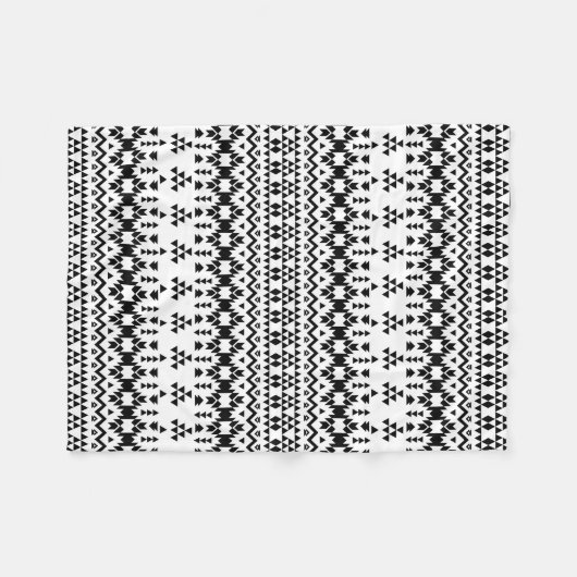 Geometrisch vectorpatroon zwart-wit Aztec Fleece Deken (Voorkant (Horizontaal))