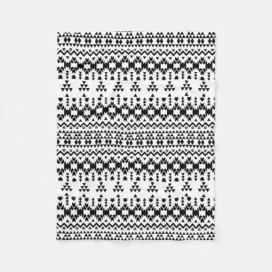 Geometrisch vectorpatroon zwart-wit Aztec Fleece Deken