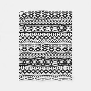 Geometrisch vectorpatroon zwart-wit Aztec Fleece Deken