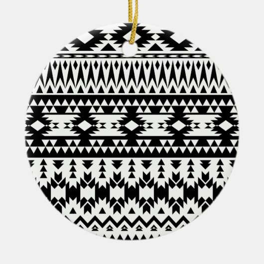 Geometrisch vectorpatroon zwart-wit Aztec Keramisch Ornament (Voorkant)