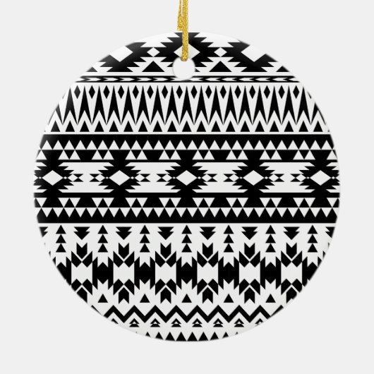 Geometrisch vectorpatroon zwart-wit Aztec Keramisch Ornament (Achterkant)