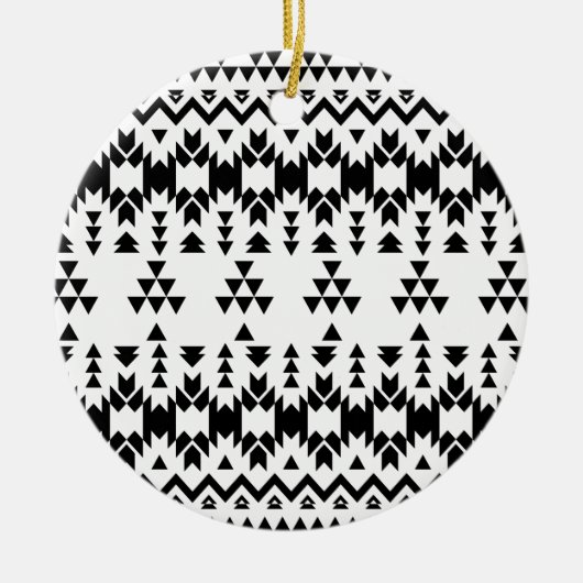 Geometrisch vectorpatroon zwart-wit Aztec Keramisch Ornament (Voorkant)