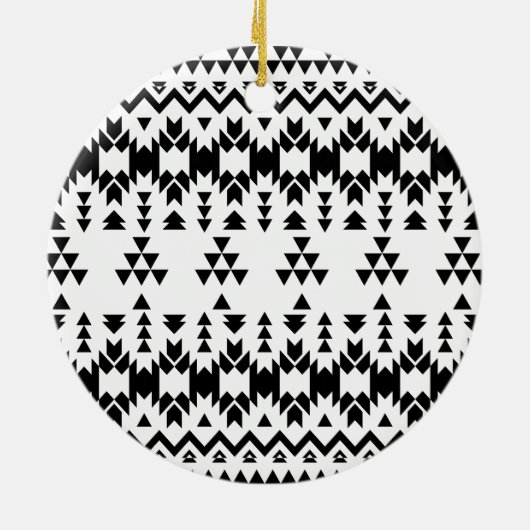 Geometrisch vectorpatroon zwart-wit Aztec Keramisch Ornament (Achterkant)