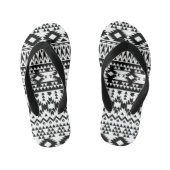 Geometrisch vectorpatroon zwart-wit Aztec Kinder Teenslippers (Voetbed)
