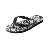 Geometrisch vectorpatroon zwart-wit Aztec Kinder Teenslippers (Schuin)
