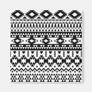 Geometrisch vectorpatroon zwart-wit Aztec Magneet