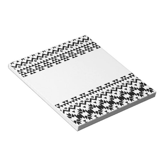 Geometrisch vectorpatroon zwart-wit Aztec Notitieblok (Schuin)