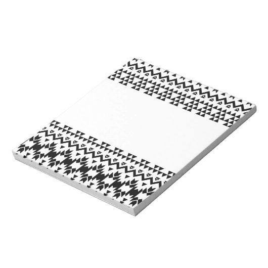 Geometrisch vectorpatroon zwart-wit Aztec Notitieblok (Linkerzijde)